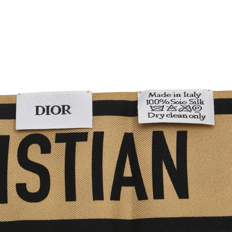 ディオール レオパード ミッツァ スカーフ ベージュ ブラック シルク レディース Dior 【中古】
