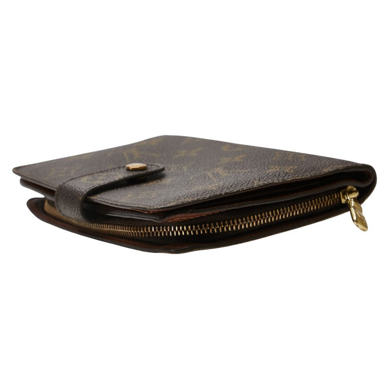 ルイ ヴィトン モノグラム ポルトパピエ ジップ 二つ折り財布 M61207 ブラウン 茶 PVC レザー レディース LOUIS VUITTON 【中古】