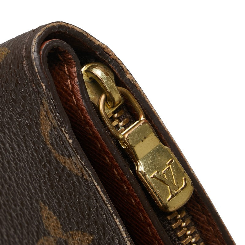ルイ ヴィトン モノグラム ポルトパピエ ジップ 二つ折り財布 M61207 ブラウン 茶 PVC レザー レディース LOUIS VUITTON 【中古】