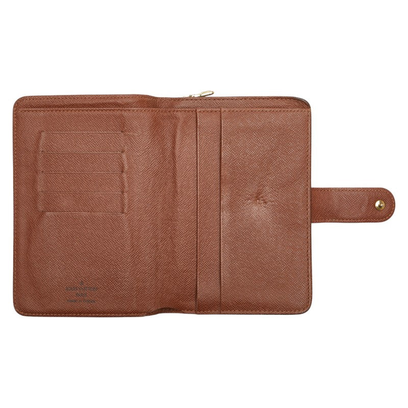 ルイ ヴィトン モノグラム ポルトパピエ ジップ 二つ折り財布 M61207 ブラウン 茶 PVC レザー レディース LOUIS VUITTON 【中古】
