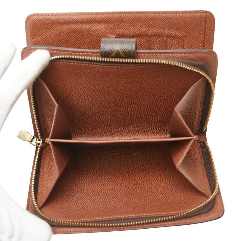 ルイ ヴィトン モノグラム ポルトパピエ ジップ 二つ折り財布 M61207 ブラウン 茶 PVC レザー レディース LOUIS VUITTON 【中古】