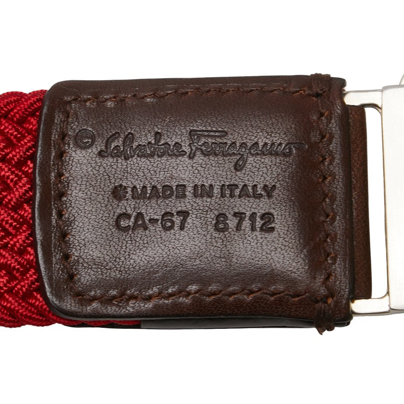 サルヴァトーレフェラガモ ベルト CA-67 8712 レッド キャンバス メンズ Salvatore Ferragamo 【中古】
