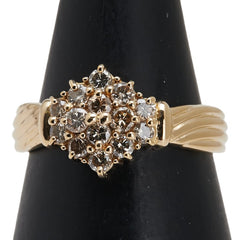 K18YG イエローゴールド ダイヤ0.50ct フラワー モチーフ リング 指輪 レディース 11号 【中古】