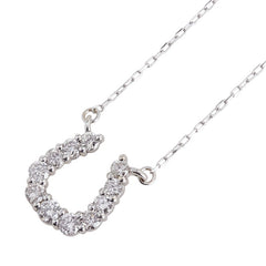 K18WG ホワイトゴールド ダイヤ0.20ct ホースシュー 馬蹄 モチーフ ペンダントネックレス レディース 【中古】
