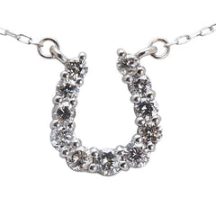 K18WG ホワイトゴールド ダイヤ0.20ct ホースシュー 馬蹄 モチーフ ペンダントネックレス レディース 【中古】