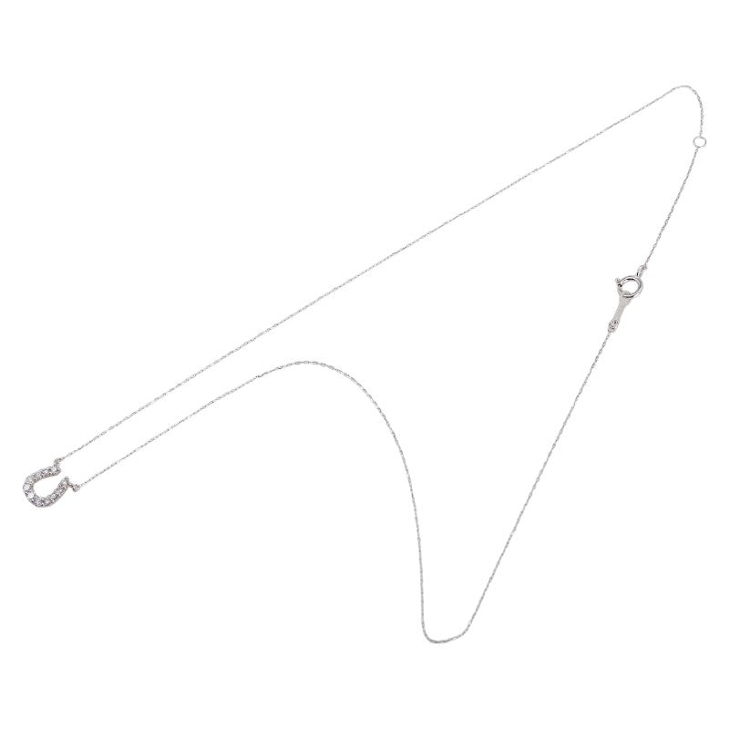 K18WG ホワイトゴールド ダイヤ0.20ct ホースシュー 馬蹄 モチーフ ペンダントネックレス レディース 【中古】