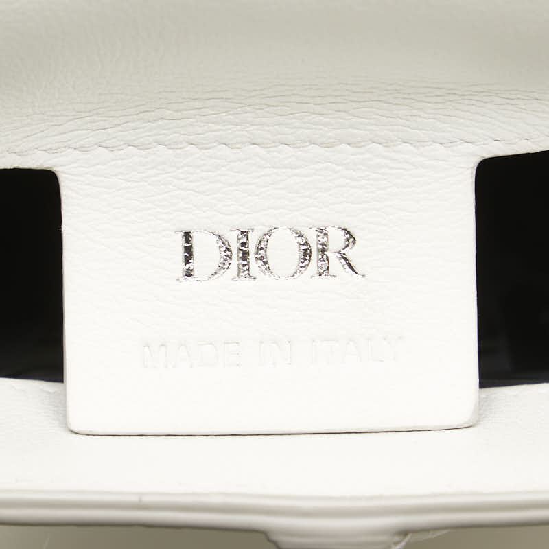ディオール オブリーク サドルバッグ 斜め掛け ショルダーバッグ ホワイト レザー レディース Dior 【中古】
