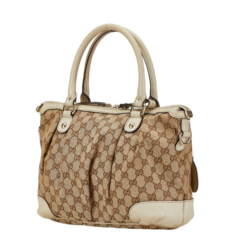 グッチ GGキャンバス ハンドバッグ ショルダーバッグ 2WAY 247902 ベージュ キャンバス レザー レディース GUCCI 【中古】