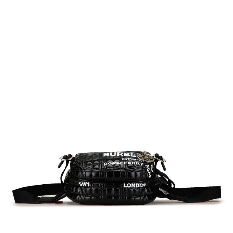 バーバリー ホースフェリー クロスボディバッグ ブラック コーティングキャンバス メンズ BURBERRY 【中古】