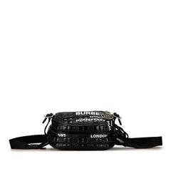 バーバリー ホースフェリー クロスボディバッグ ブラック コーティングキャンバス メンズ BURBERRY 【中古】