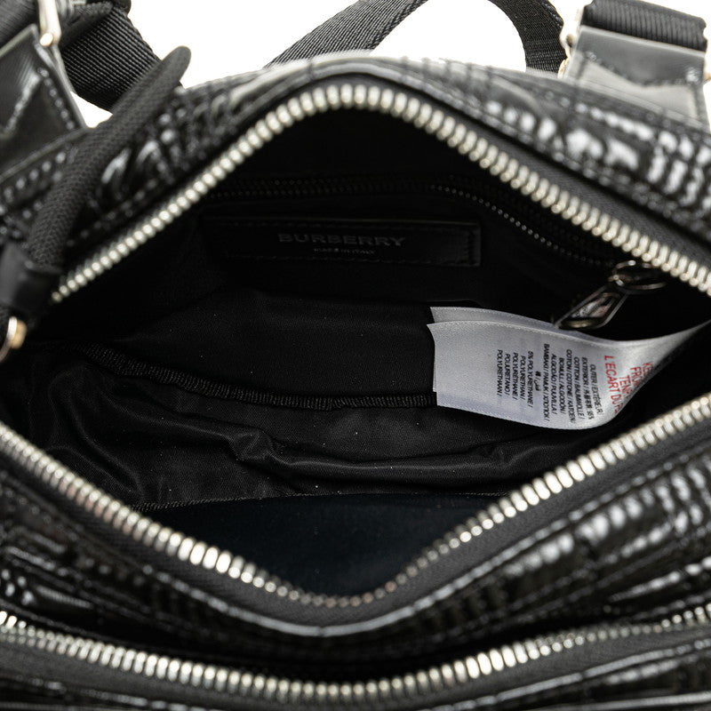 バーバリー ホースフェリー クロスボディバッグ ブラック コーティングキャンバス メンズ BURBERRY 【中古】