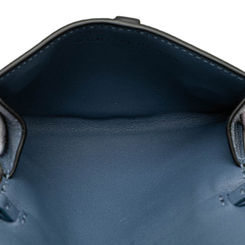 ディオール サドル チェーン ショルダーウォレット ブルー グレー レザー レディース Dior 【中古】