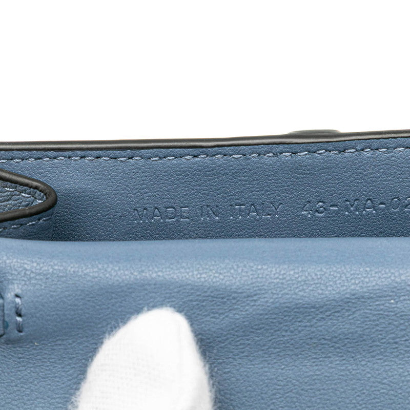 ディオール サドル チェーン ショルダーウォレット ブルー グレー レザー レディース Dior 【中古】