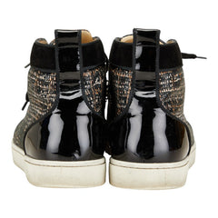 クリスチャンルブタン スタッズ スニーカー ハイカットスニーカー サイズ：40 ブラック ブラウン スウェード パテントレザー メンズ Christian Louboutin 【中古】