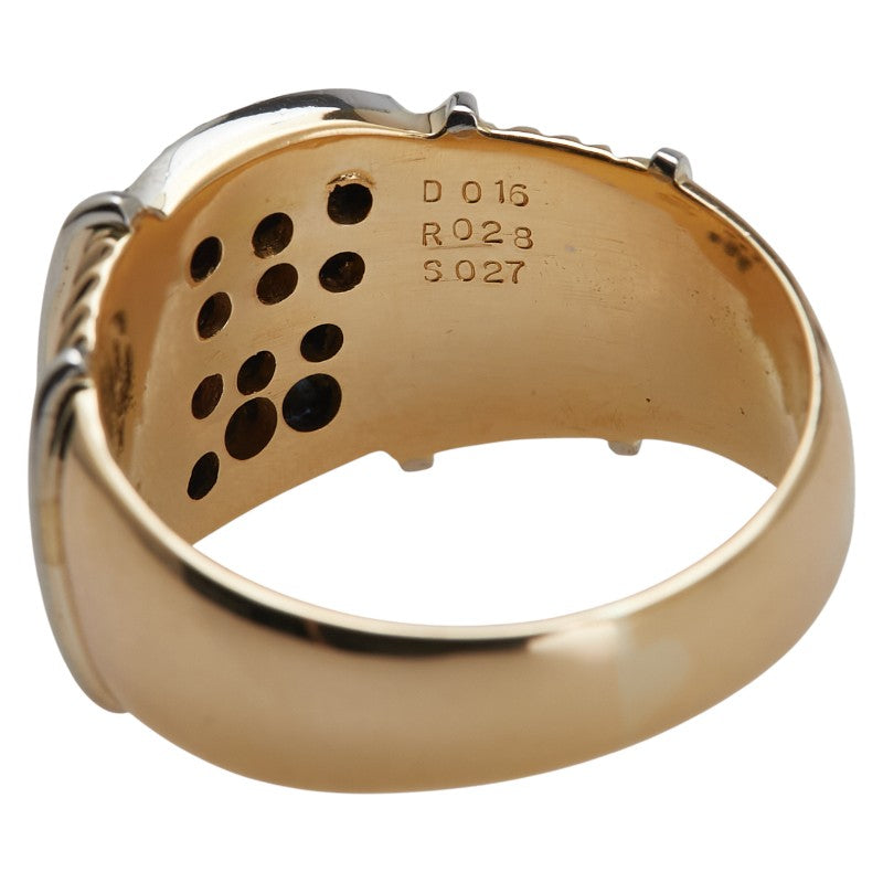 K18YG イエローゴールド Pt900 プラチナ コンビ ダイヤ0.16ct ルビー0.28ct サファイア0.27ct リング 指輪 レディース 14.5号 【中古】