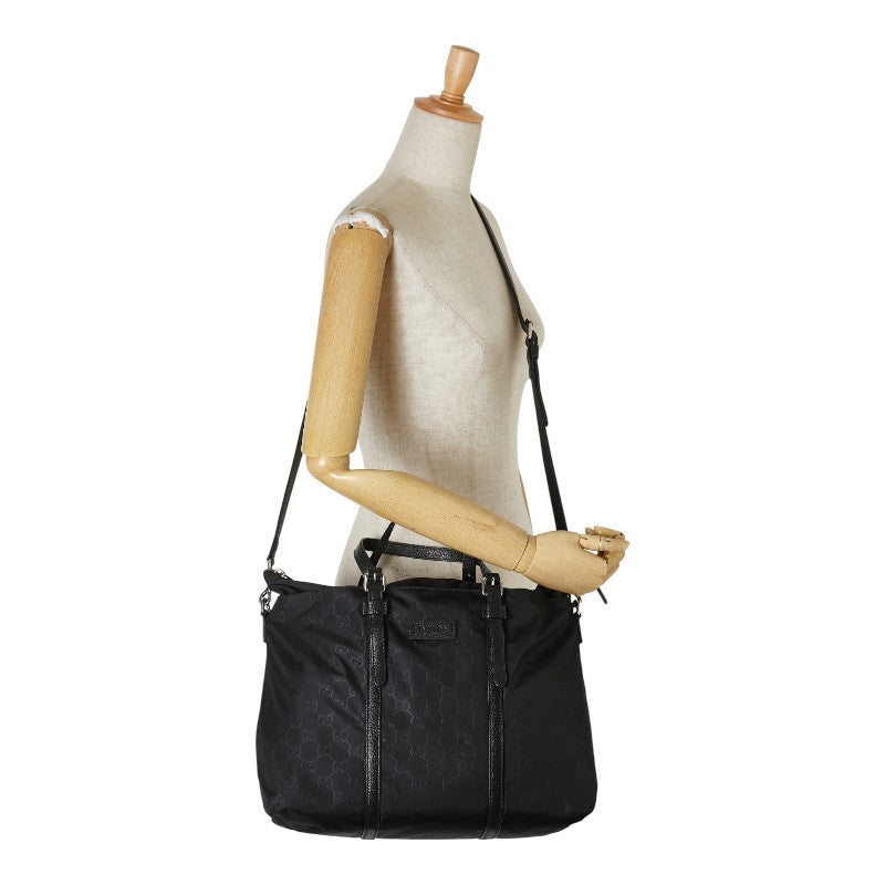 グッチ GGナイロン トートバッグ ショルダーバッグ 2WAY 510332 ブラック ナイロン レザー レディース GUCCI 【中古】