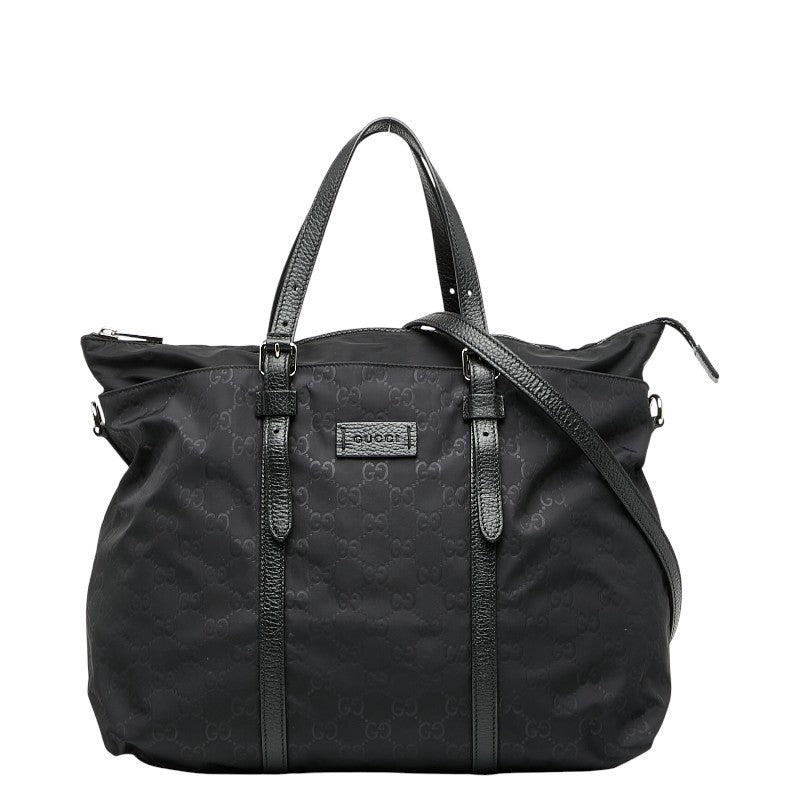 グッチ GGナイロン トートバッグ ショルダーバッグ 2WAY 510332 ブラック ナイロン レザー レディース GUCCI 【中古】
