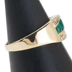 K18YG イエローゴールド エメラルド0.57ct ダイヤ0.08ct リング 指輪 レディース 9号 【中古】