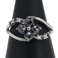 K18WG ホワイトゴールド ダイヤ1.00ct 花 フラワー モチーフ リング 指輪 レディース 12号 【中古】