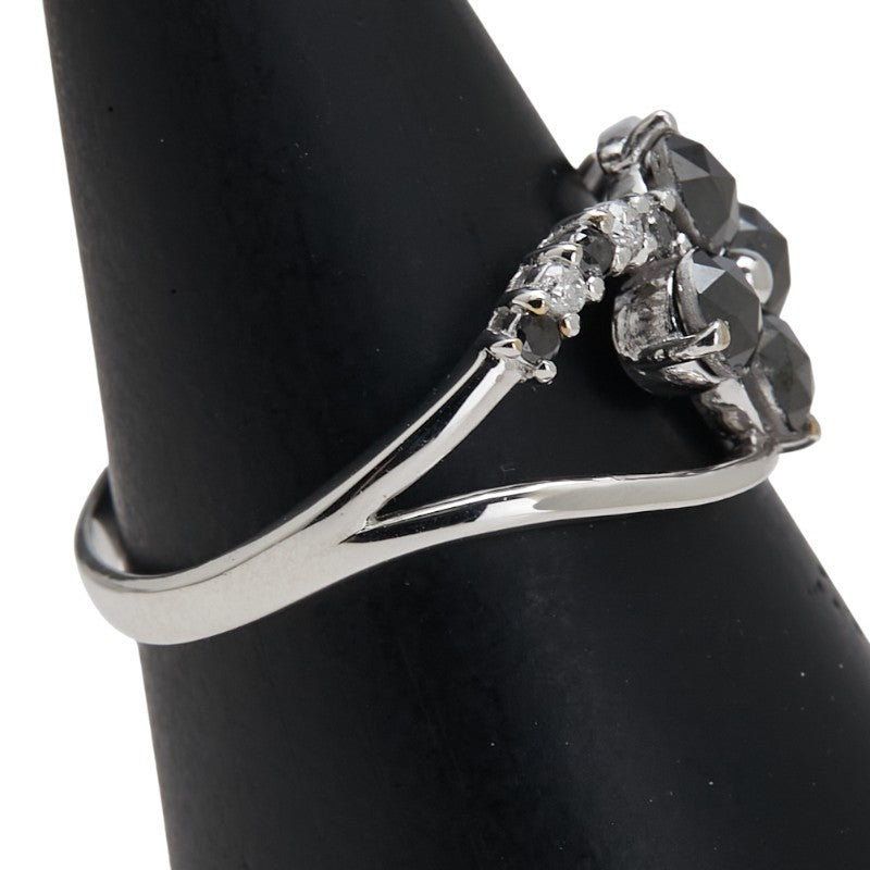 K18WG ホワイトゴールド ダイヤ1.00ct 花 フラワー モチーフ リング 指輪 レディース 12号 【中古】