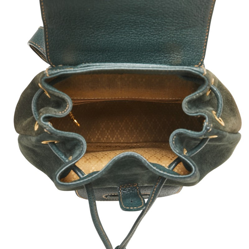 グッチ バンブー リュック バッグパック 003 2058 0030 グリーン スウェット レザー レディース GUCCI 【中古】