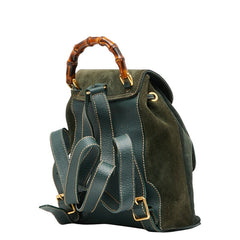 グッチ バンブー リュック バッグパック 003 2058 0030 グリーン スウェット レザー レディース GUCCI 【中古】
