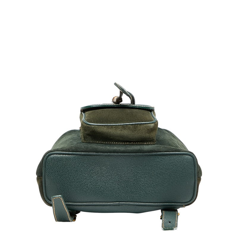 グッチ バンブー リュック バッグパック 003 2058 0030 グリーン スウェット レザー レディース GUCCI 【中古】