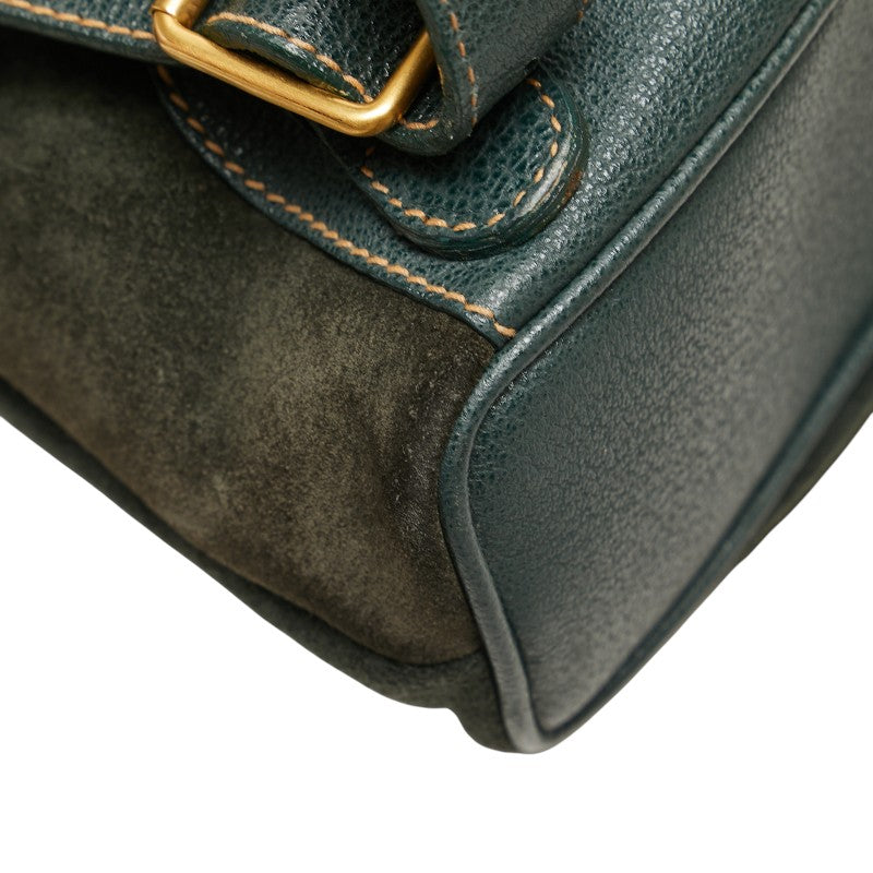 グッチ バンブー リュック バッグパック 003 2058 0030 グリーン スウェット レザー レディース GUCCI 【中古】
