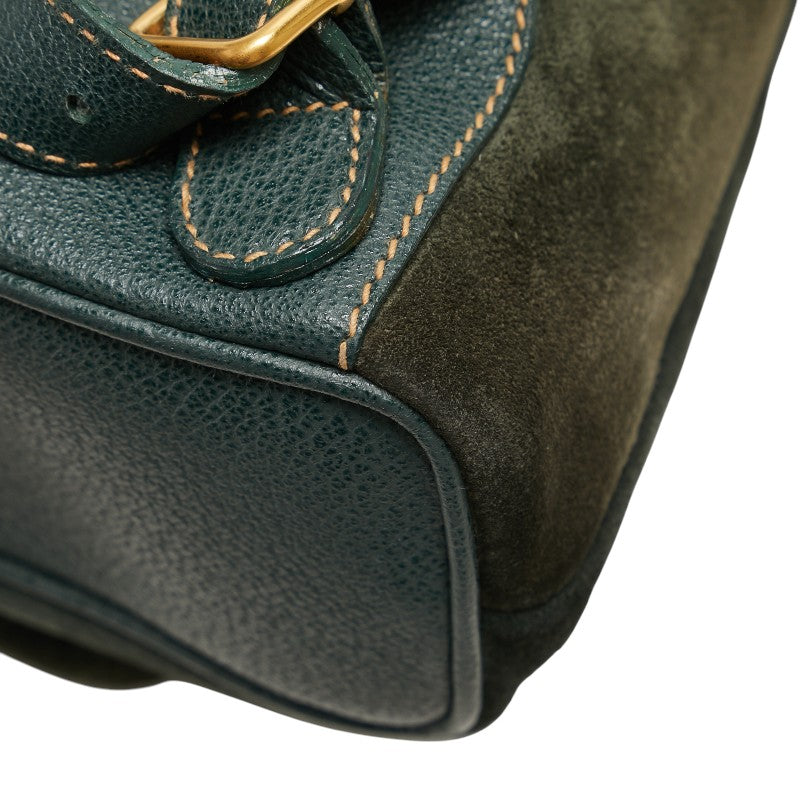グッチ バンブー リュック バッグパック 003 2058 0030 グリーン スウェット レザー レディース GUCCI 【中古】