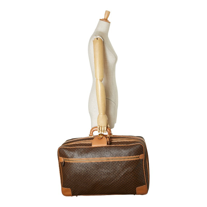セリーヌ マカダム スーツケース トランクケース ブラウン PVC レザー レディース CELINE 【中古】