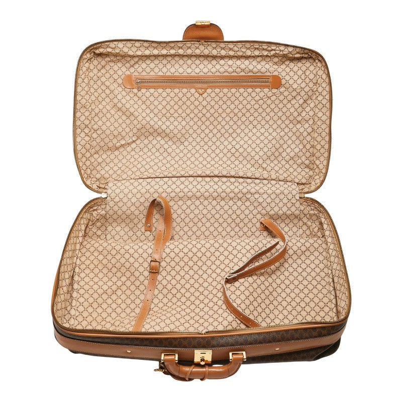 セリーヌ マカダム スーツケース トランクケース ブラウン PVC レザー レディース CELINE 【中古】
