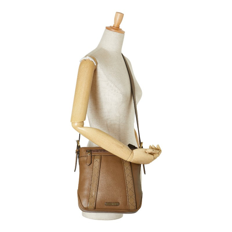 バーバリー ノバチェック ショルダーバッグ ブラウン レザー レディース BURBERRY 【中古】