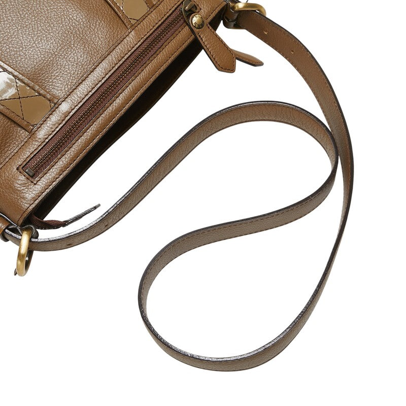 バーバリー ノバチェック ショルダーバッグ ブラウン レザー レディース BURBERRY 【中古】