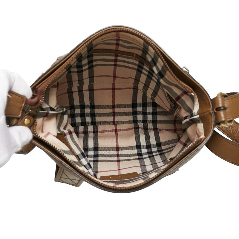 バーバリー ノバチェック ショルダーバッグ ブラウン レザー レディース BURBERRY 【中古】
