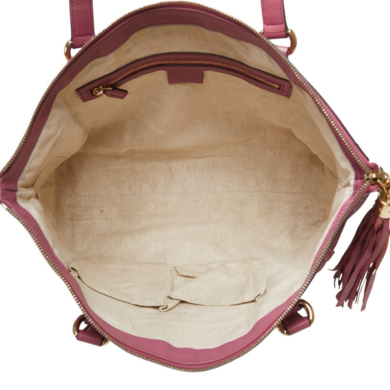グッチ ソーホー タッセル ショルダーバッグ トートバッグ 282307 ピンク レザー レディース GUCCI 【中古】