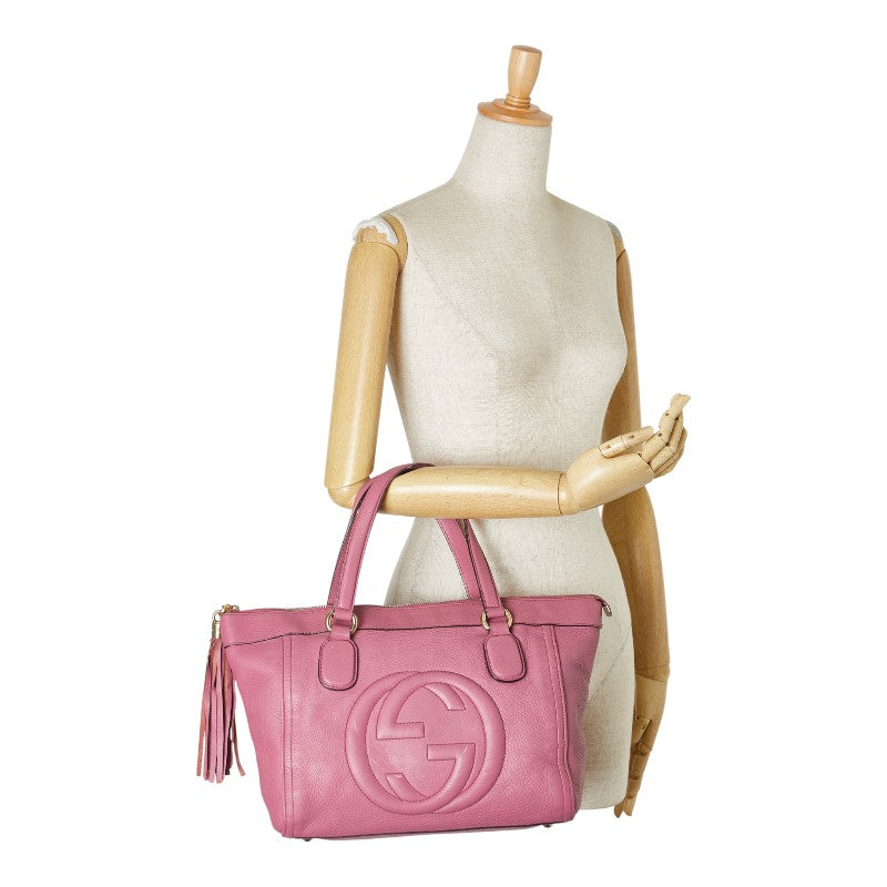 グッチ ソーホー タッセル ショルダーバッグ トートバッグ 282307 ピンク レザー レディース GUCCI 【中古】