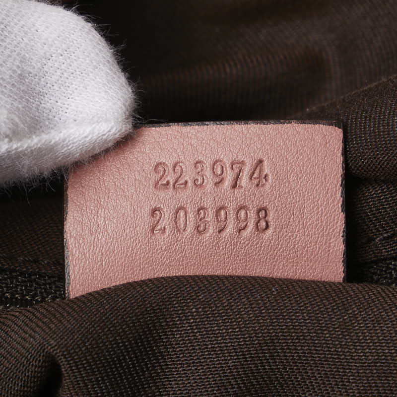 グッチ GGキャンバス ハンドバッグ ショルダーバッグ ２WAY 223974 ブラウン ピンク キャンバス レザー レディース GUCCI 【中古】