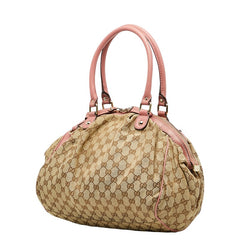 グッチ GGキャンバス ハンドバッグ ショルダーバッグ ２WAY 223974 ブラウン ピンク キャンバス レザー レディース GUCCI 【中古】