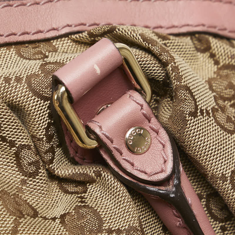 グッチ GGキャンバス ハンドバッグ ショルダーバッグ ２WAY 223974 ブラウン ピンク キャンバス レザー レディース GUCCI 【中古】