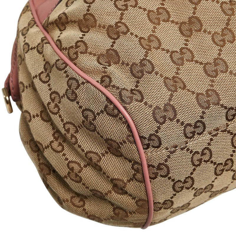 グッチ GGキャンバス ハンドバッグ ショルダーバッグ ２WAY 223974 ブラウン ピンク キャンバス レザー レディース GUCCI 【中古】