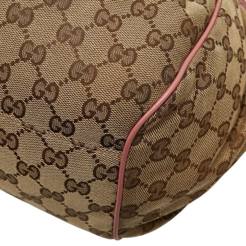 グッチ GGキャンバス ハンドバッグ ショルダーバッグ ２WAY 223974 ブラウン ピンク キャンバス レザー レディース GUCCI 【中古】