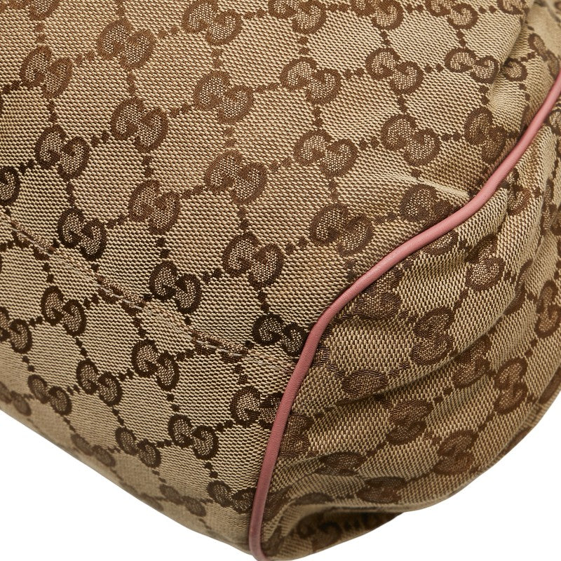 グッチ GGキャンバス ハンドバッグ ショルダーバッグ ２WAY 223974 ブラウン ピンク キャンバス レザー レディース GUCCI 【中古】