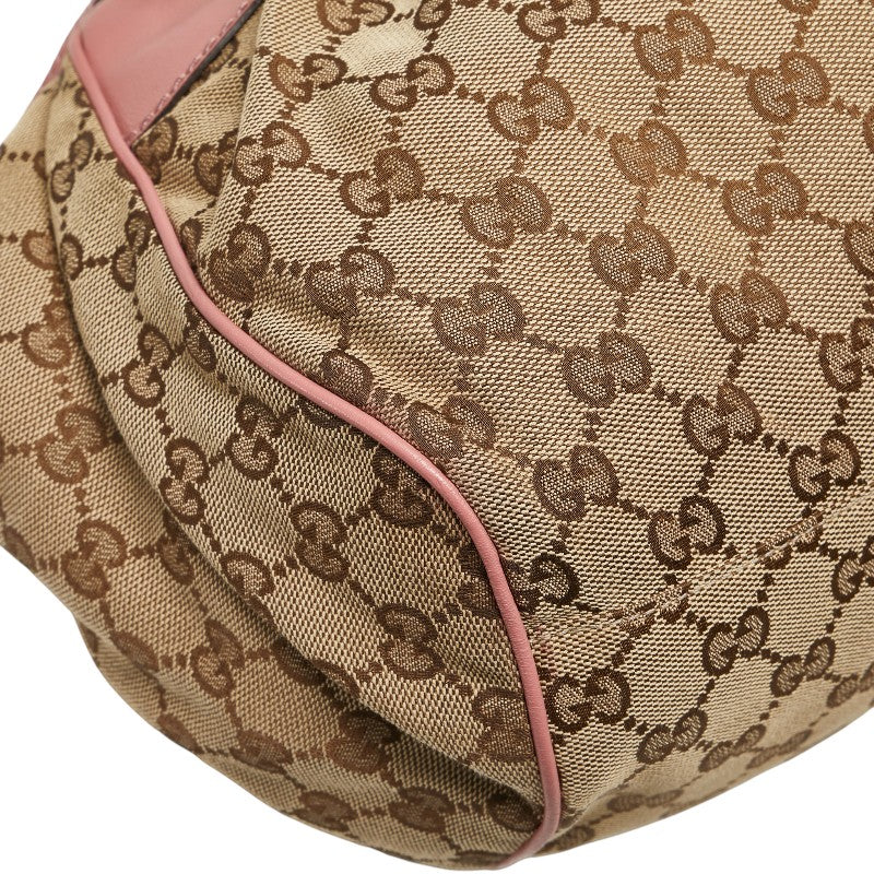 グッチ GGキャンバス ハンドバッグ ショルダーバッグ ２WAY 223974 ブラウン ピンク キャンバス レザー レディース GUCCI 【中古】