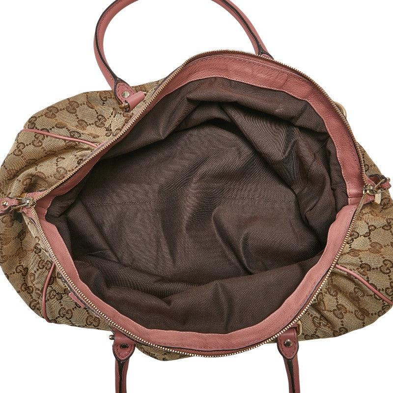 グッチ GGキャンバス ハンドバッグ ショルダーバッグ ２WAY 223974 ブラウン ピンク キャンバス レザー レディース GUCCI 【中古】