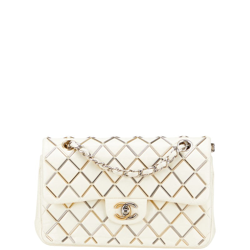 シャネル マトラッセ ダブルフラップ ココマーク チェーン ショルダーバッグ アイボリー ゴールド シルバー ラムスキン レディース CHANEL 【中古】