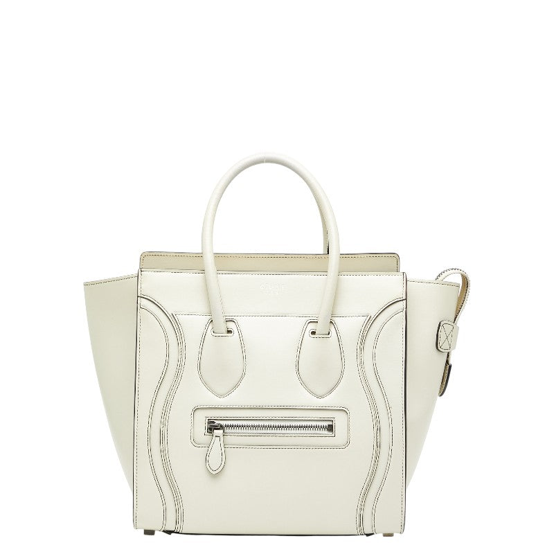 セリーヌ ラゲージ マイクロショッパー ハンドバッグ ベージュ レザー レディース CELINE 【中古】