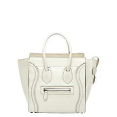 セリーヌ ラゲージ マイクロショッパー ハンドバッグ ベージュ レザー レディース CELINE 【中古】