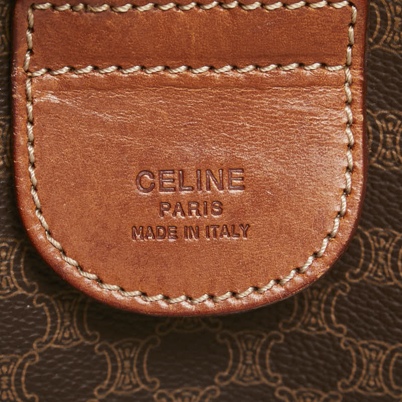 セリーヌ マカダム ボストンバッグ ブラウン PVC レザー レディース CELINE 【中古】