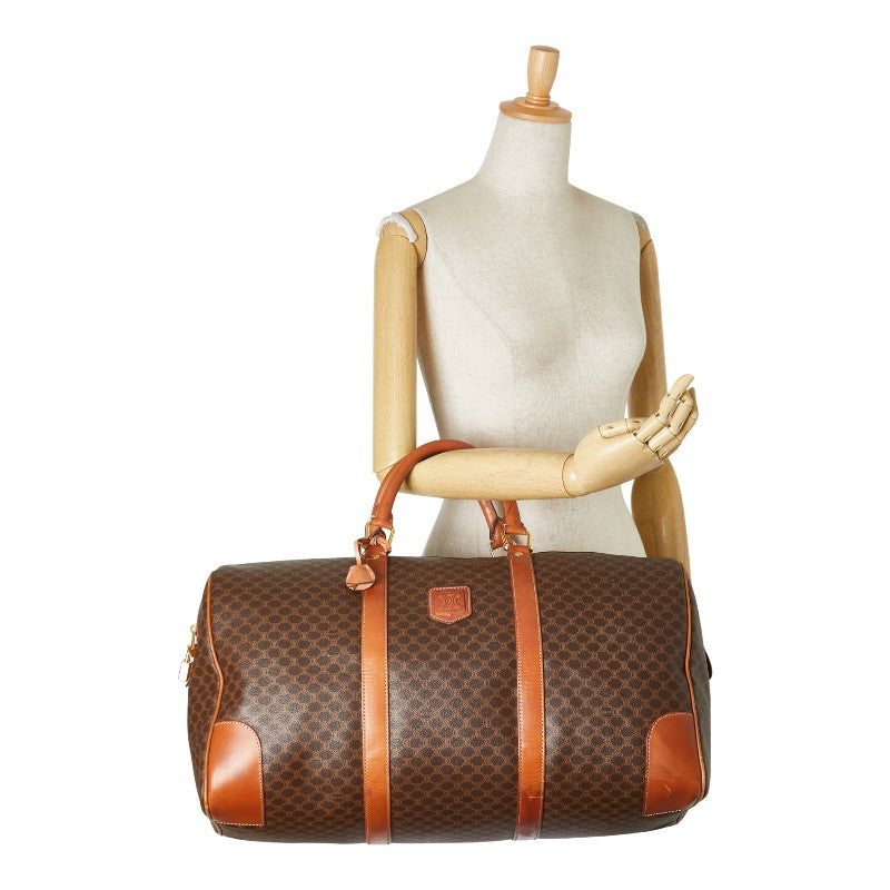 セリーヌ マカダム ボストンバッグ ブラウン PVC レザー レディース CELINE 【中古】