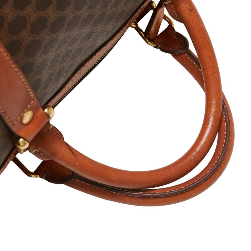 セリーヌ マカダム ボストンバッグ ブラウン PVC レザー レディース CELINE 【中古】